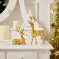 thumbnail image 6 of CoreLiving Golden Deer Decor, Elegant Gold Reindeer Statue Set, Seated and Standing Christmas Deer Sculpture, Luxurious Minimalist Home Decor for Living Room, Office Desk, Wine Cabinet, Display Shelf, 6 of 9