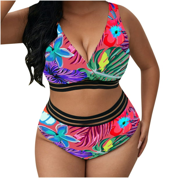 Women's Bathing Suits Plus Size Top Large Cup With High Waisted