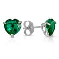 thumbnail image 4 of Galaxy Gold 14K 16"  Solid White Gold Lab Grown Heart Emerald Necklace and Earring Set Grade AAA, 4 of 7