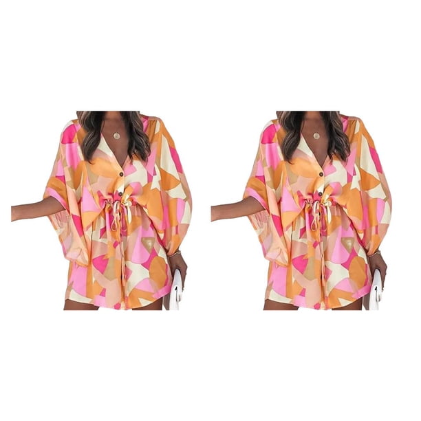 Vestido Corto con Cuello en V Profundo Minnieouse con Cordones para Mujer