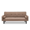 thumbnail image 2 of 72" Convertible Sofa Bed With 2 Pillows Button Tufted Solid Wood Frame 3-level Adjustable Modern Sofa For Living Room, 2 of 9