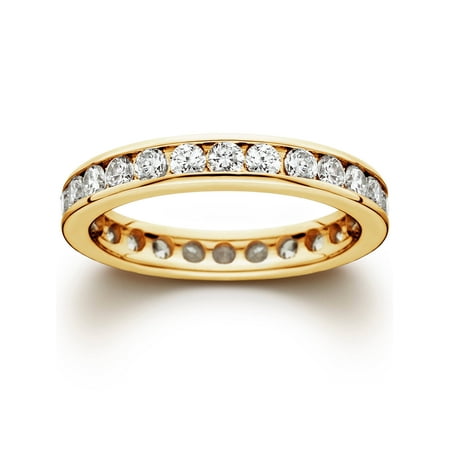 - 1 1/2CT Channel Set Diamond Eternity Ring 14K Yellow Gold