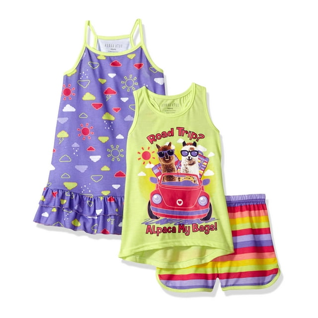 Komar Kids Girls' Pajama Nightgown and Short Sleepwear Set