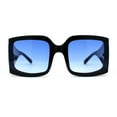thumbnail image 3 of Womens Thick Temple Rectangular Butterfly Designer Sunglasses Black Blue, 3 of 4