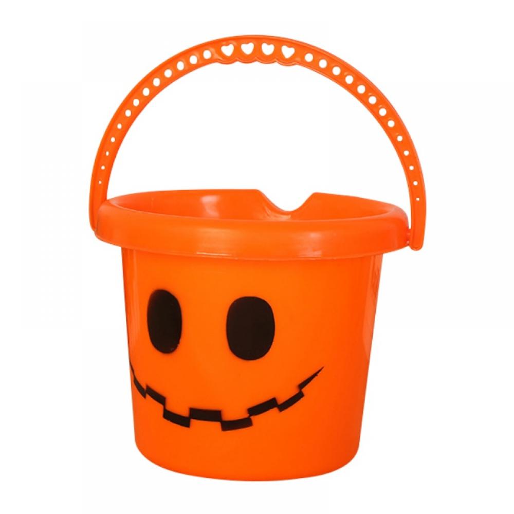 Halloween Pumpkin Bucket Pumpkin Face Plastic Bucket with Handle Trick or Treat Bucket Festival