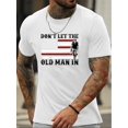 thumbnail image 1 of [Adventure] Men's Light Blue Patriotic Graphic T-Shirt - "Don't Let the Old for Man In" American Flag & Motorcycle Print, Casual Polyester Crewneck, Machine Washable for Summer, 1 of 6