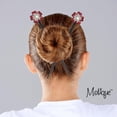 thumbnail image 2 of Motique Accessories Black Wooden Hair Sticks with Rhinestone Flowers, 2 Pieces for Adult Girls-Red, 2 of 4
