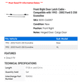 thumbnail image 2 of Front Right Door Latch Cable - Compatible with 1992 - 2002 Ford E-250 Econoline 1993 1994 1995 1996 1997 1998 1999 2000 2001, 2 of 2