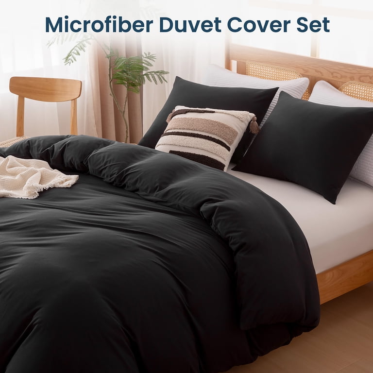 Sleep Zone 145gsm Jersey Knit Duvet Cover Set Queen, 3 Pieces Soft