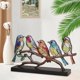thumbnail image 3 of Adorno de mesa de pájaros en rama, colección de figuras decorativas para interiores, estatua de pájaro para chimenea, estante de entrada, sala de , 5 5 pájaros, 3 of 8