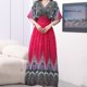 thumbnail image 1 of Plus Size Bohemian Summer Sweet Printed V-Neck Batwing Sleeved Beach Dress Women's Dress Ethnic Holiday Large Swing Midi Dress, 1 of 5