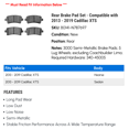 thumbnail image 2 of Rear Brake Pad Set - Compatible with 2013 - 2019 Cadillac XTS 2014 2015 2016 2017 2018, 2 of 2