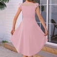 thumbnail image 5 of Xyxonk Girls Dress Summer Casual Cute Dresses Ruffle Sleeve Mesh A Line Dress with Pockets Belted Solid Color dress 5-14 Years Pink, 5 of 5