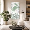 thumbnail image 2 of Canvas Wall Art, Sage Green Crab Coastal Framed Canvas Prints for Living Room Bedroom, Summer Coral Nautical Oversized Gallery Wrapped Wall Decor for Home Office, Gifts, 40"x60" Ship Next Day, 2 of 9