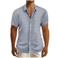 thumbnail image 1 of YanHoo Mens Linen Shirts Short Sleeve Button Down Beach Shirts Summer Cotton Linen Button Up Shirts, 1 of 6
