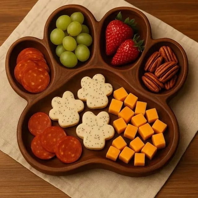 Bandeja de Madera Maciza con Temática de Perro, Bandeja de Madera para Comida Cocinada, Bandeja de Madera con Forma de Perro para Frutas y Aperitivos.