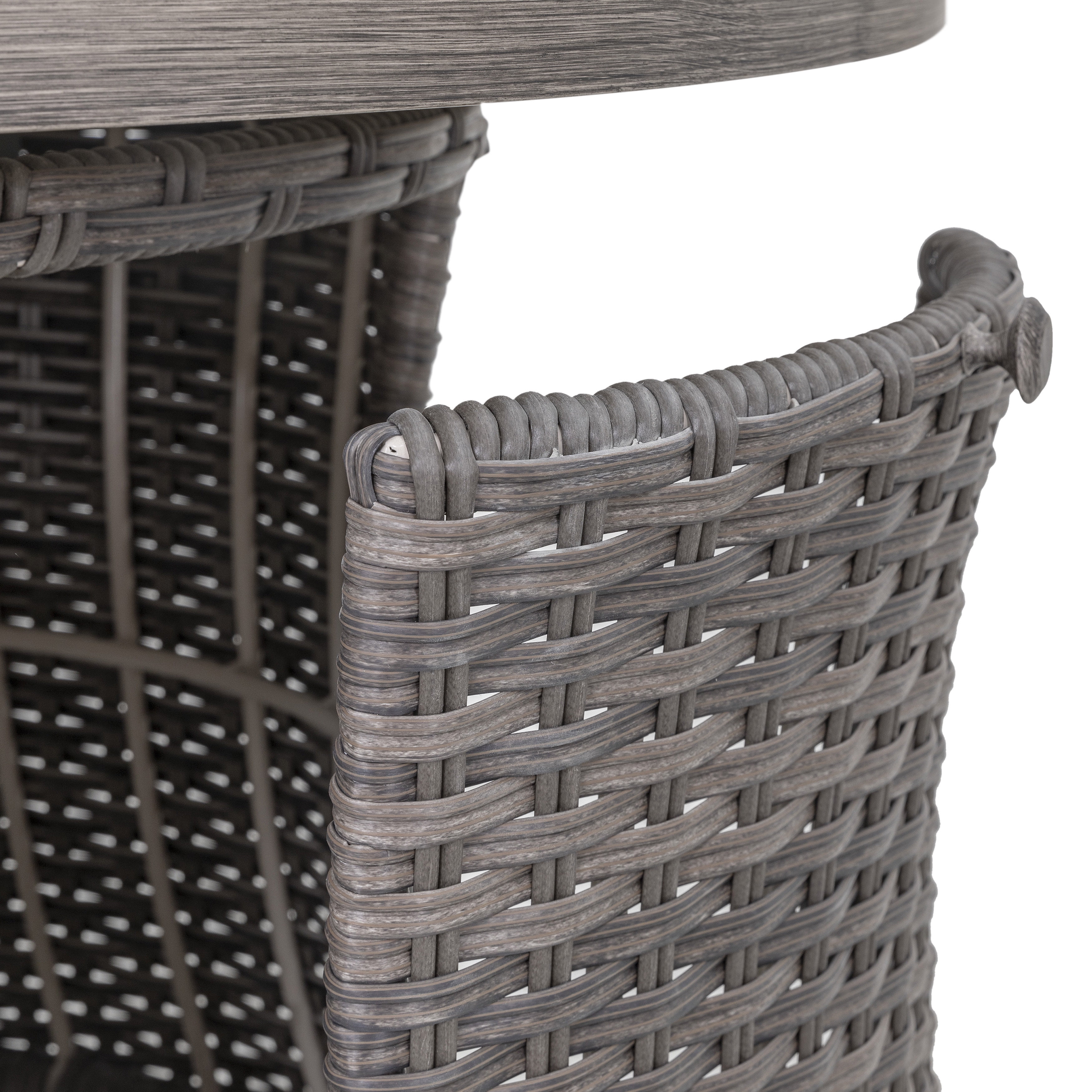 Nuu Garden Patio Aluminum Rattan Fire Pit Table, Outdoor Fire Pit, Black
