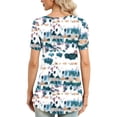 thumbnail image 5 of Xihbxyly Dress Shirts for Women, Women's Short Sleeve Tunic Shirt Pleated Mesh Blouses Summer Floral Tops Square Collar Loose Pleated Blouse Tunic Tops to Wear with Leggings #4, 5 of 6