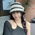 thumbnail image 3 of SikaFu Sunshade Straw Hat For Children, Summer Grass Woven Hollow Breathable Basin Hat, Plain And Versatile, Showing Face, Small Face Covering Bucket Fisherman Hat, 3 of 8