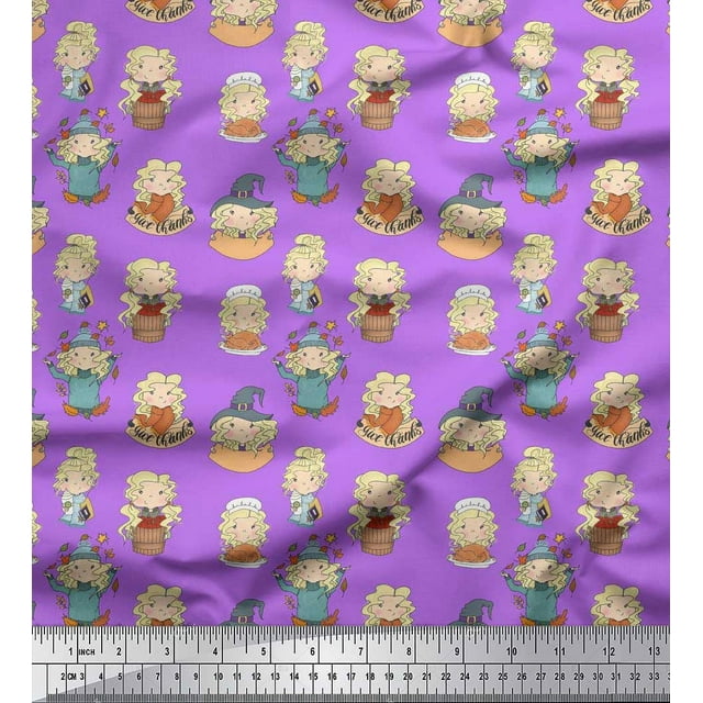 Soimoi Cotton Cambric Fabric Cute Girl Kids Decor Fabric Printed Yard 56 Inch Wide
