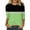Green, variant on WREESH Womens Fashion T-Shirts Color Block T-Shirt Mid-Length 3/4 Sleeves Blouse Round Neck Casual Tops Pullover Green