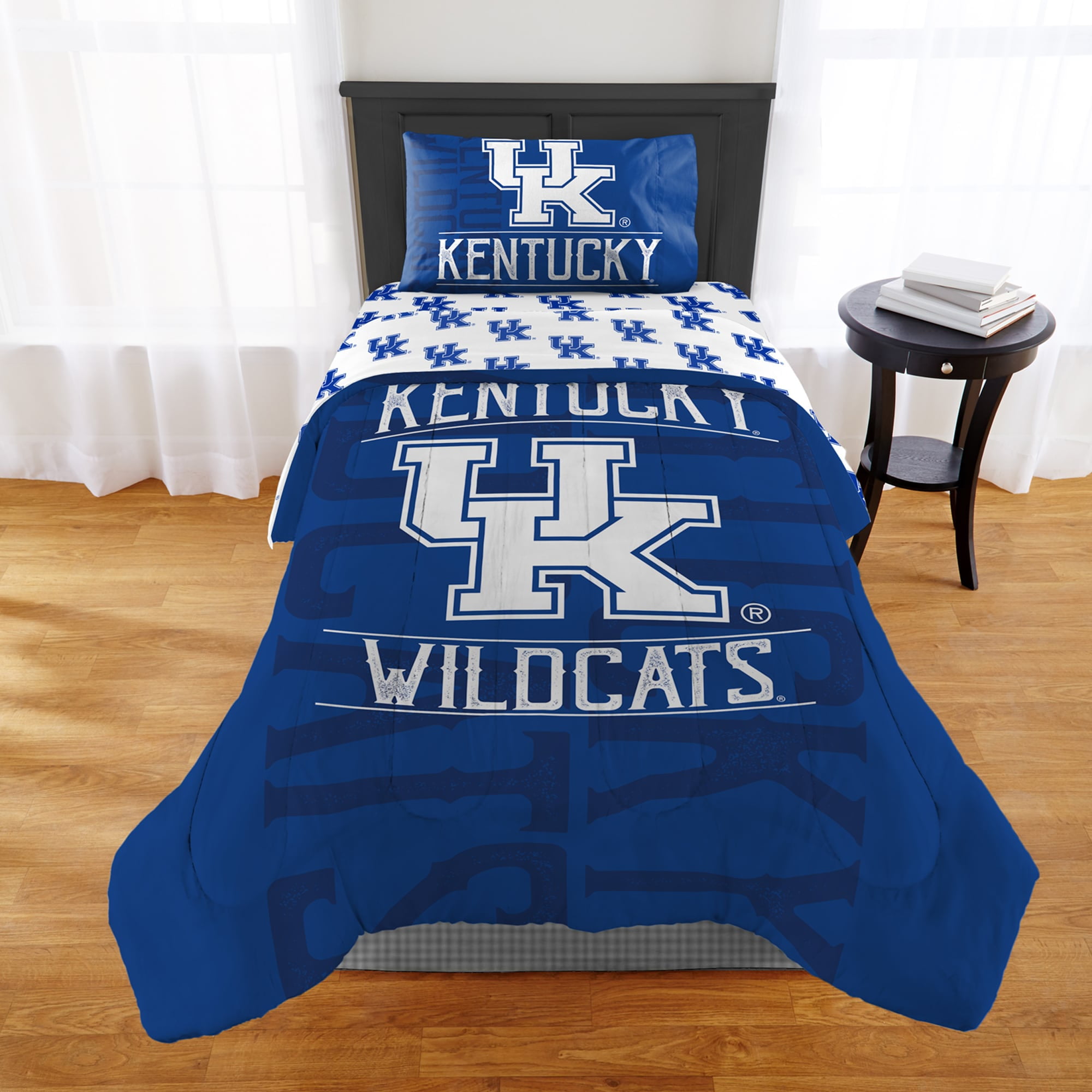 Full Queen Comforter Set Kentucky Wildcats 3 Piece NCAA College Bedding 