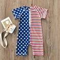 thumbnail image 6 of PINQI Summer Short Pants for Children Swimwear For Toddler Baby Boys Swimsuit Independence Day Star Stripe Pattern Short Sleeve Zipper Front Bathing Suit, 6 of 8