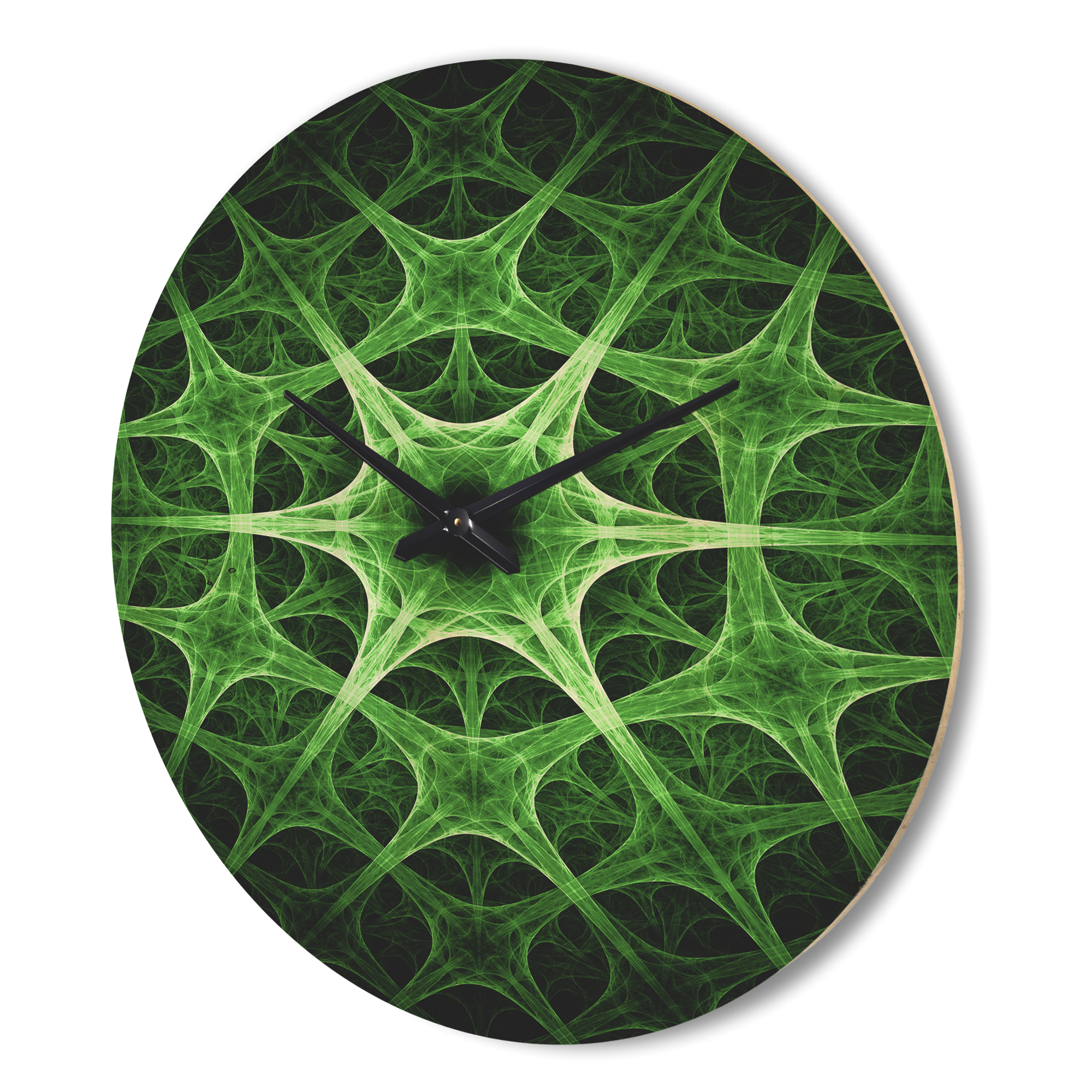 Designart 'Abstract Green Thorn Flower Pattern' Modern Wood Wall Clock