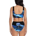 thumbnail image 3 of Kdxio Blue Viper Snake Print Women's 2 Piece High Waisted Wrap Spaghetti Strap Summer Swimsuit Bikini Set-Small, 3 of 7