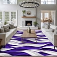 thumbnail image 3 of Purple White Moire Area Rugs 6'x9', Washable Small Throw Rugs for Kitchen Dining room, Modern Abstract Art Elegant Indoor Outdoor Rug Non-Slip Low Pile Carpet Runner Reversible Floor Mats, 3 of 8