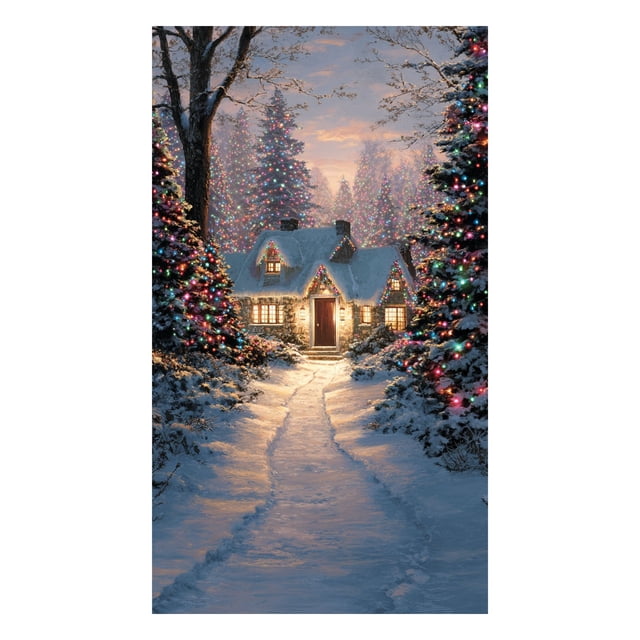 Snowman Door Sign Decorative Tapestry Polyester Material Durable Fade-Resistant Washable Double-Sided Easy to Hang for Holiday Party Photo Taking Home Wall Decor Family Gatherings