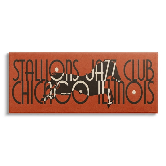 Stupell Industries Stallions Jazz Club Vintage Race Horse Chicago Illinois, 40 x 17, Design by Daphne Polselli