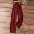 thumbnail image 6 of Women's Linen Wide Leg Pants â Drawstring Elastic Waist Casual Trousers with Pockets, Lightweight Cotton Blend for Summer Beach & Lounging(,S), 6 of 6