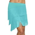 thumbnail image 2 of Letdown Women's Tassels Fringe Latin Dance Skirt 3 Tiered Tassel Elastic Waist Modern Ballroom Salsa Tango Samba Rumba Dancewear Ballroom (Mint Green,XXXXL), 2 of 4