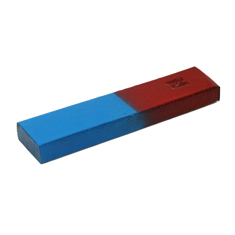 Bar Magnets, Set of 2 - Red & Blue, North / South Poles - Chrome Steel -  Includes Keepers - Perfect for Physics Classrooms & Magnetism Experiments 