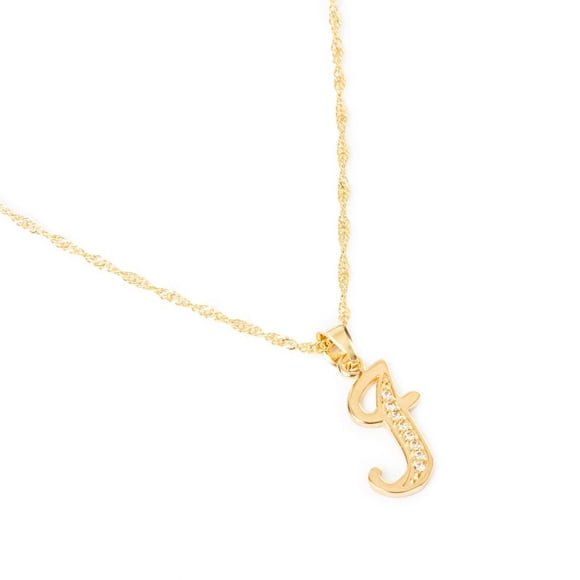 Dije Inicial Ametrinaa Letra I con Zirconias y Cadena Chapa Oro 18K MPDC0004-I