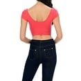 thumbnail image 3 of Womens Trendy Solid Color Basic Scooped Neck and Back Crop Top Dk Coral Small, 3 of 3