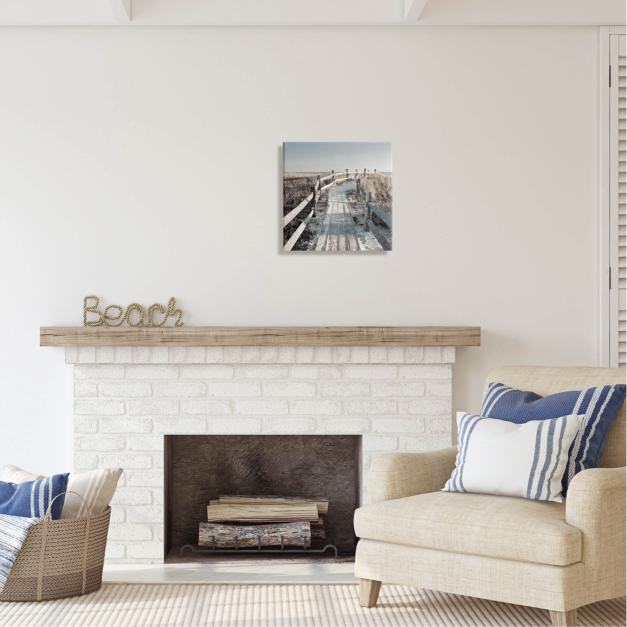Stupell Industries Seaside Boardwalk Coastal Beach Coastal Photography Gallery Wrapped Canvas Print Wall Art