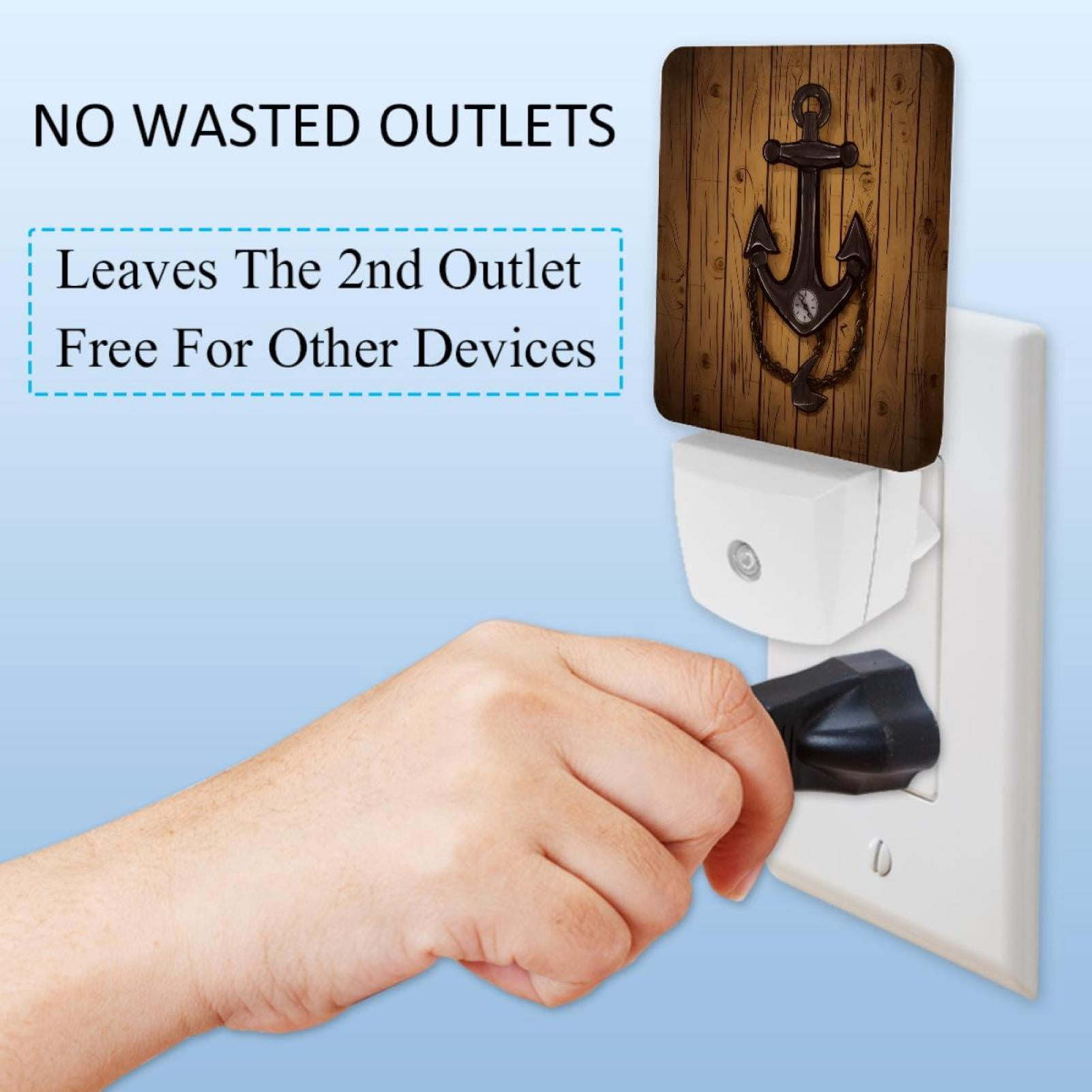 PhooArto Wooden Board Anchor Plug in LED Night Light Auto Sensor Dusk to Dawn Decorative Night for Bedroom, Bathroom, Kitchen, Hallway, Stairs, Baby's Room, Energy Saving