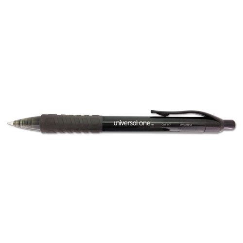 universal 39912 roller ball retractable gel pen, black ink, medium