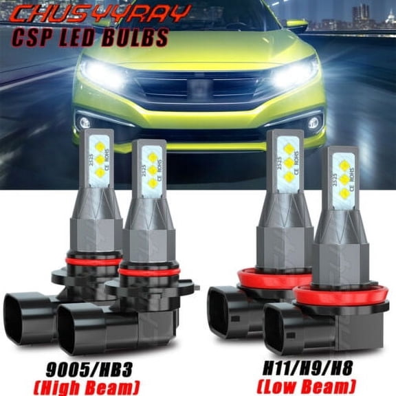 9005 H11 LED Bulbs High Low Beam Headlight Kit 6000K Xenon White Super Bright
