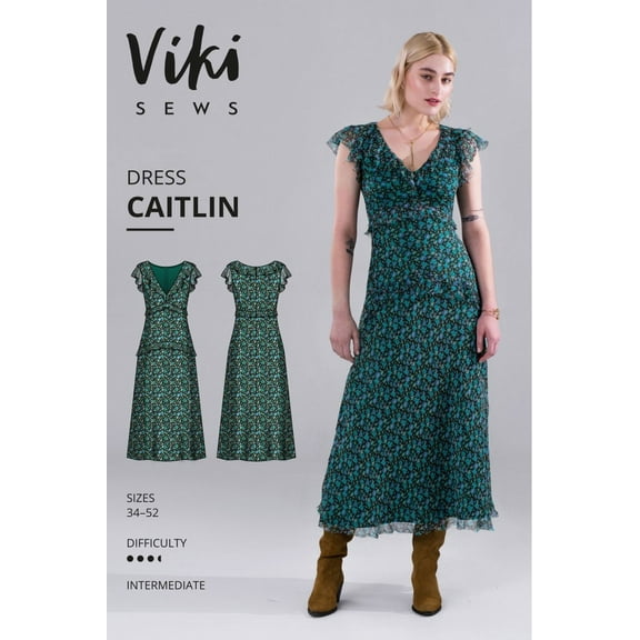 Vikisews Sewing Pattern Caitlin Dress Women UK 4-22 Dresses