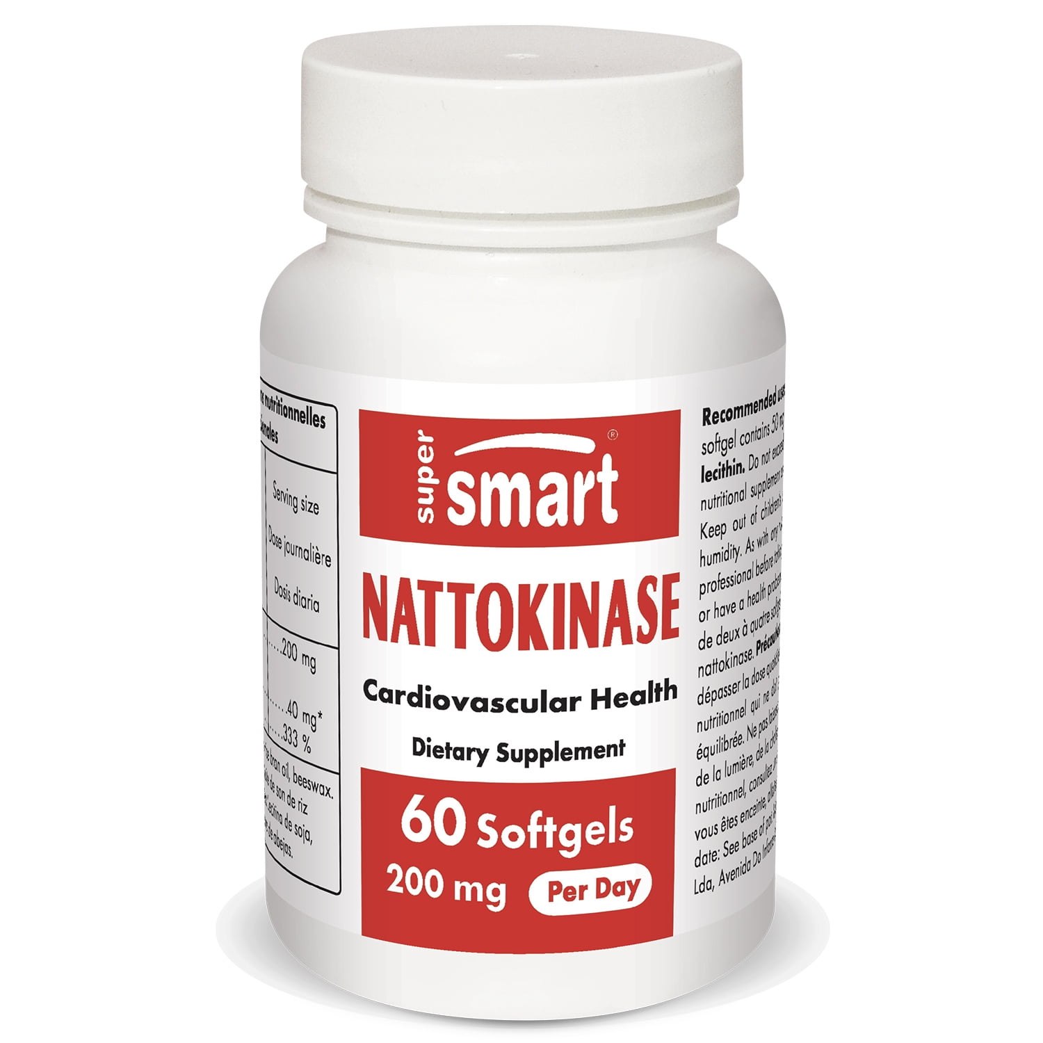Supersmart Nattokinase 200 mg per Day High Content in Vitamin K2
