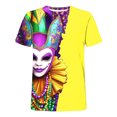 thumbnail image 4 of Jinhomg Mens Holiday Party T-Shirt Novelty Funny Mardi Gras Masks Graphic Tees Big and Tall Comfy 3/4 Sleeve Carnival Themed Tops 2025 Gifts Yellow M, 4 of 5