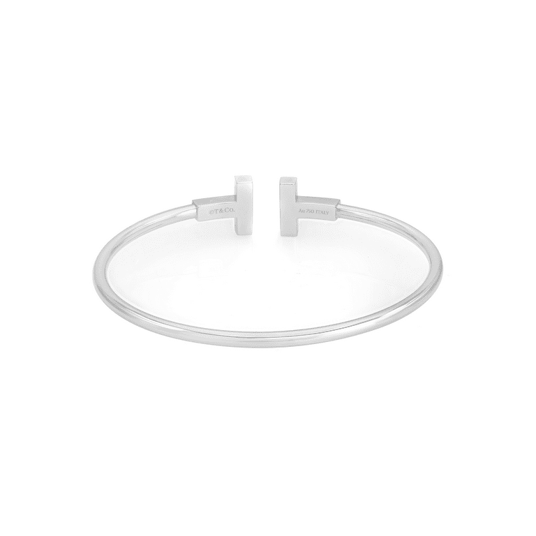 Tiffany & Co. T Black Onyx Wire Bracelet 18K White Gold Size Tiffany & Co. T Black Onyx Wire Bracelet 18K White Gold Size