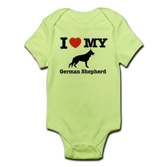 CafePress - I Love My German Shepherd Infant Bodysuit - Baby Light Bodysuit