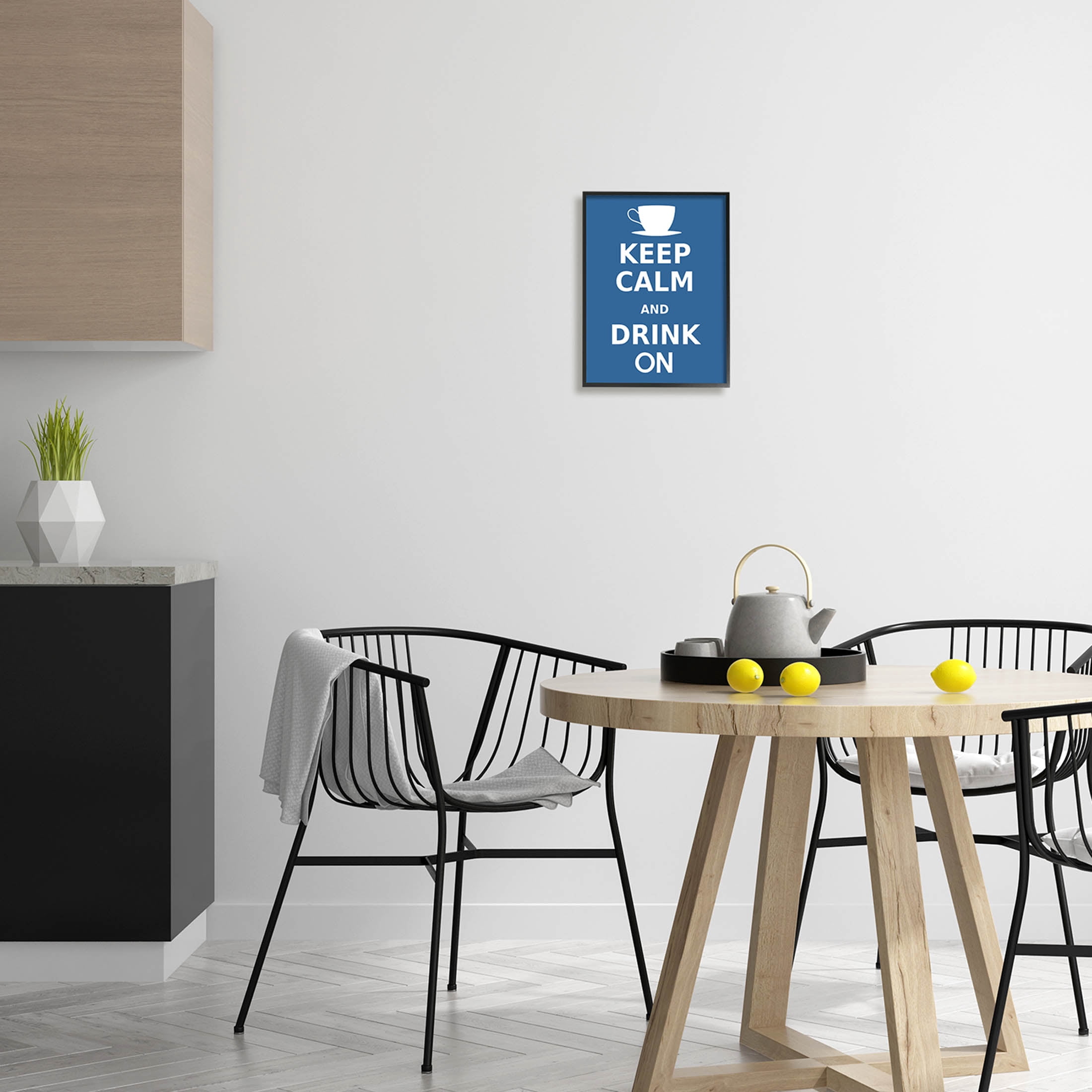 Keep Calm & Drink On Coffee Mug Food & Beverage Graphic Art Black Framed Art Print Wall Art