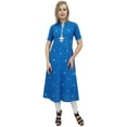 thumbnail image 5 of Atasi Casual Women's Blue Embroidery Cotton A-Line Straight Kurti Clothing-18, 5 of 9