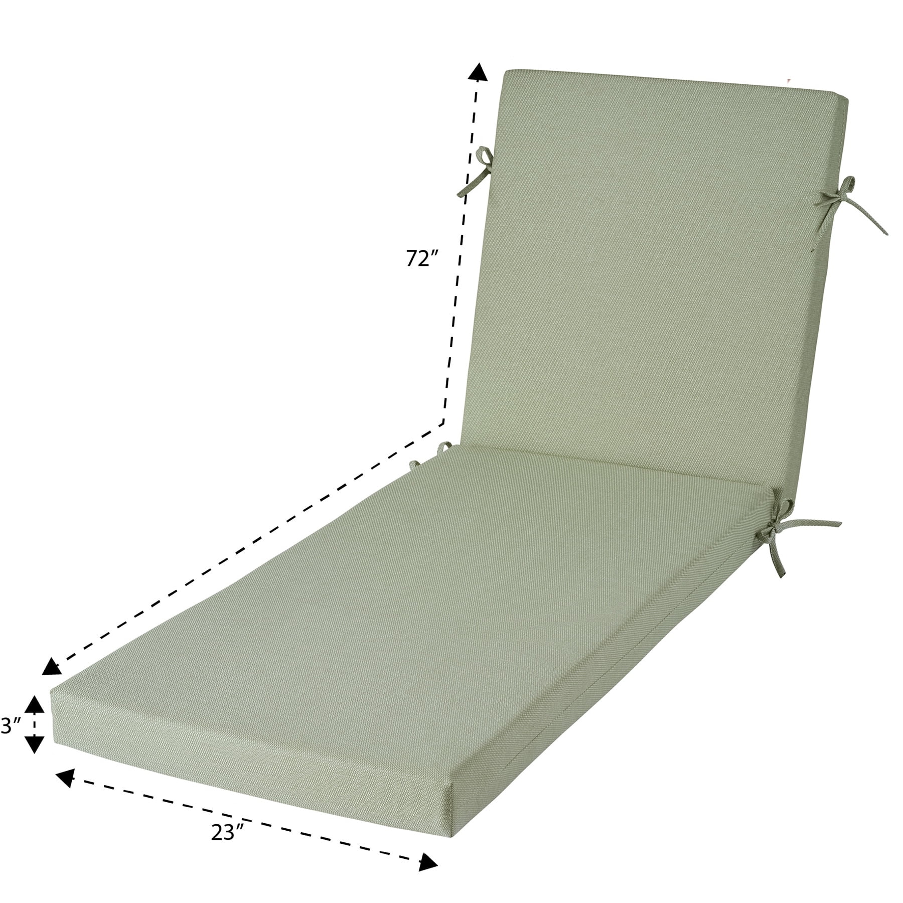 Better Homes & Gardens 72" x 23" Outdoor Chaise Lounge Cushion, 1-Piece, Green