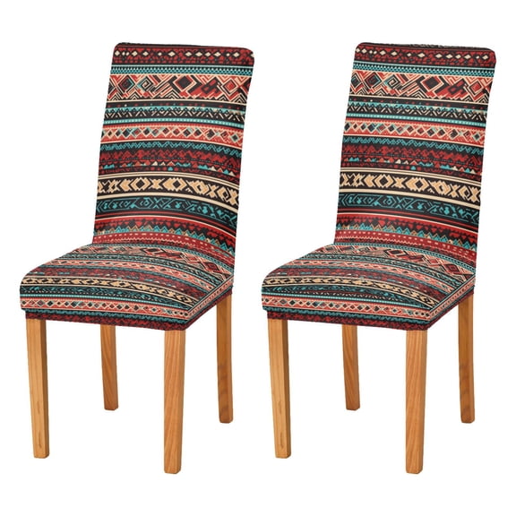 Yayeee 2 Pack Dining Chair Covers Stretch Parson Chairs Slipcovers Seat Protector, Tribal Geometric
